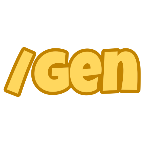 “/gen” in yellow and outlined in darker yellow